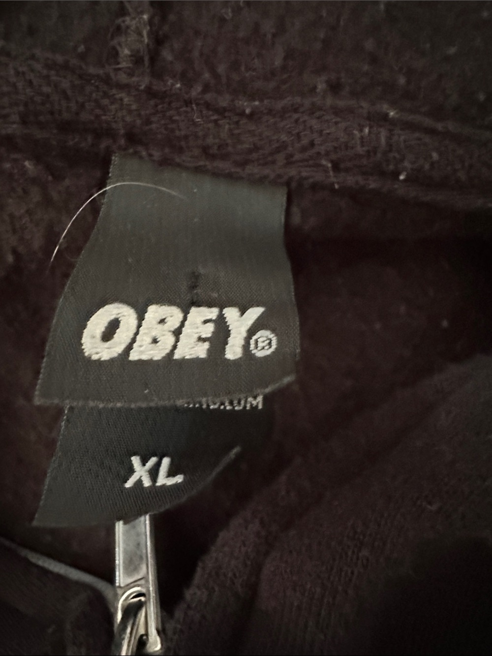 Obey Black Hooded Sweatshirt with Logo Tag - Picture 2 of 4
